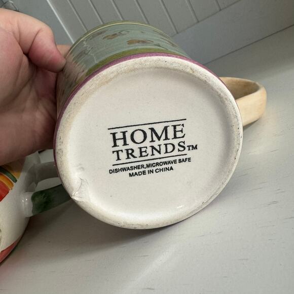 SET of 2 Patterned Heavier Weight Coffee Cups Mugs Tea Floral Polka Dot - Picture 8 of 14